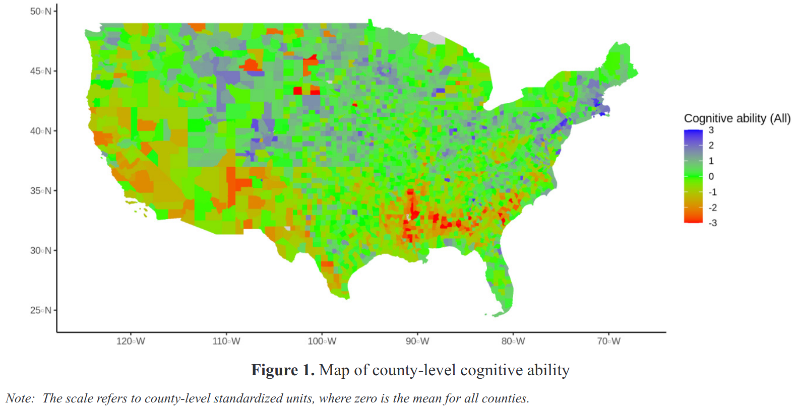 Read more about the article New paper out: County-level USA: No Robust Relationship between Geoclimatic Variables and Cognitive Ability